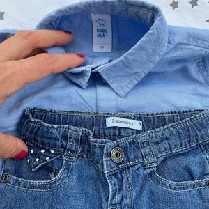 Baby boy outfit. Denim and classical shirt